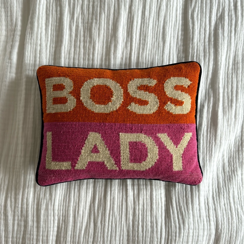 Jonathan Adler boss lady needlepoint pillow 9x12